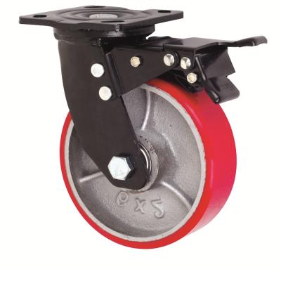 China Brake 8 Inch 500kgs Extra Heavy Duty PU Caster Wheels With Brake for sale