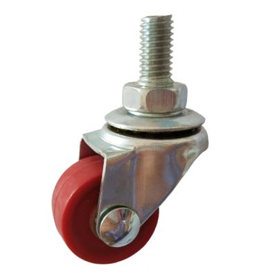 China Traditional 1 Inch Load 5kgs Red PVC Threaded M8 Screw Caster Without Bearing for sale