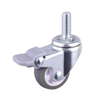 China 1 Inch Lightweight Industrial Plain Shopping Cart Casters Bearing Swivel Caster Wheels With Brake for sale