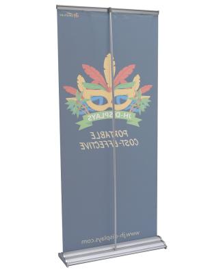 China Retractable Portable Horizontal Roll Up Standee Roll Stand Up Flat Base Roll Standee for sale