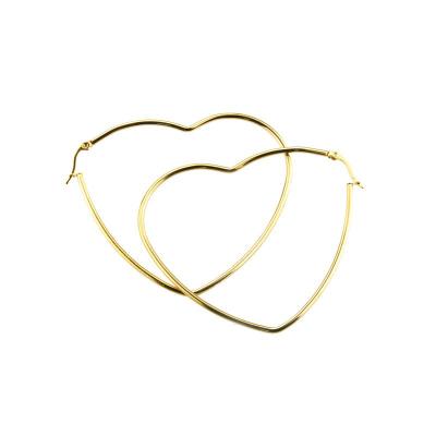 China FASHIONABLE Customized color stainless steel large gold steel heart-shaped earrings factory direct supply fashion and popular titanium steel for sale