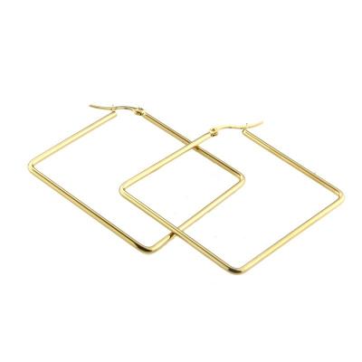 China FASHIONABLE Gimikki Stainless Steel Circle Gold Plated European and American Gold Color Big Geometric Earrings for sale