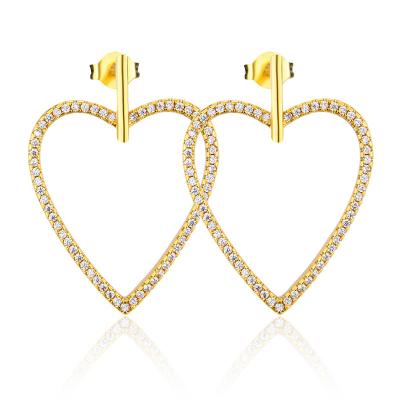 China FASHIONABLE Inlaid heart-shaped hollow zirconium temperament earrings manufacturers spot simple and fashionable earrings for sale