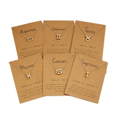 China Long Color Keeping Aquarius Pendant Necklace Personality Symbol Version Aquarius Paper Card Female Clavicle Chain for sale