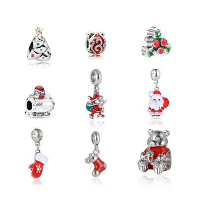 China Durable Handmade Bracelet Chirsmas Snowman Snowflake Christmas Knocks Tree Charms Bulk Santa Clause Charm For DIY Bracelets for sale