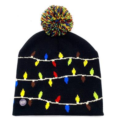 China New Winter Christmas COMMON Beanie Hat Unisex Knitted Hat With LED Buds for sale