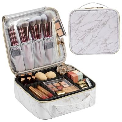 China Train Marble Cosmetic Box Bag Fashion Leather Travel Storage Cosmetic Bag for sale