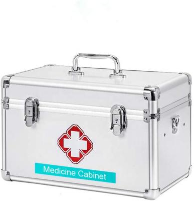 China Outdoor Aluminum Frame+mdf+abs Shoulder First Aid Box Emergency Medicine Storage Portable Cross Kit With Child Safe Lock For Travel Home Workplace for sale