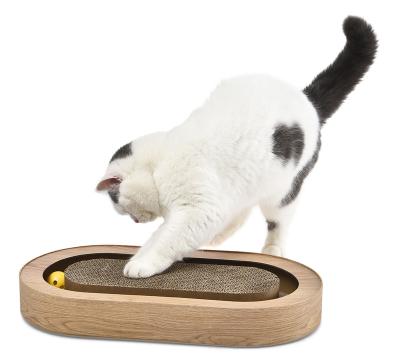 China Multi viable fun Cat Replaceable Scratch Board with catnip Cat Corrugated Paper Cardboard wooden rolling rolling ball gato rascadores for sale