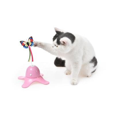 China Sustainable Available Wholesale Octopus Shape 360 ​​Flying Electronic Rotating Butterfly Cat Teasing Toy for sale