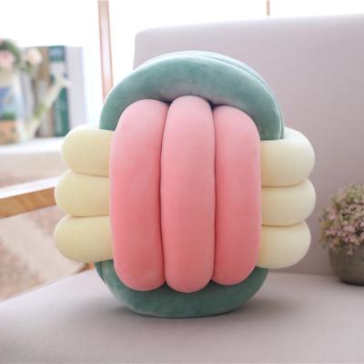 China Character Velvet Knot Pillow Handmade Sofa Cushion Plush Knotted Throw Pillow Home Decor for sale