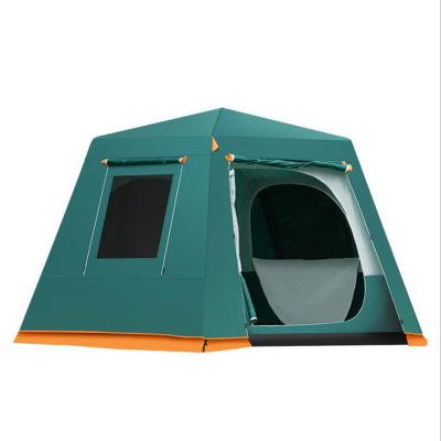 China High quality outdoor hexagonal 5-8 people fully automatic waterproof diagonal tie type tent for camping and increasing survival in the wild for sale