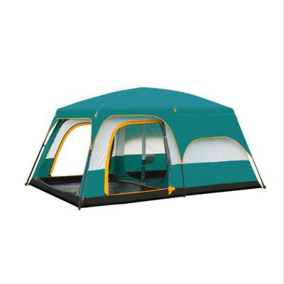 China Diagonal Tying Type Outdoor Tent 10 People Luxury Bedrooms 2 And 1 Living Room Beach Camping Single Multi-person Rainproof Camping Tent for sale