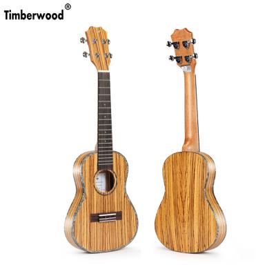 China Wholesale OEM 23 inch concert ukulele super thin zebrawood ukulele body ukulele Zebrawood for sale factory for sale