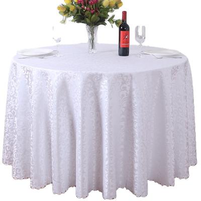 China Wholesale 100% White Cheap Wedding Party Decoration Tablecloth Round Polyester No Fading Excessively for sale