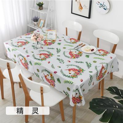 China PVC Polyester Waterproof Rectangular Dining Room Tablecloth Custom Plastic Restaurant Tablecloth for sale