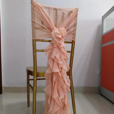 China Recycle Custom Made Chiffon Wedding Chair Band Chair Back Sash Decoration Chair Cover Sashes For Outdoor Wedding Party Bride Banquet for sale