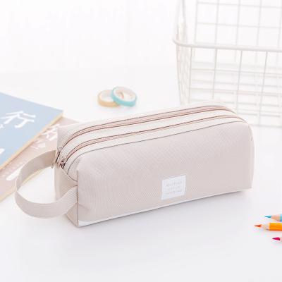 China Schools & Creative Offices Double-Layer Large-Capacity Pocket For Primary School Students Single Oxford Double Zipper Stationery Bag for sale