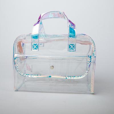 China Manufacturer of Water Resistant Designs Luxury Clear PVC Handbag Travel Makeup Bag for sale