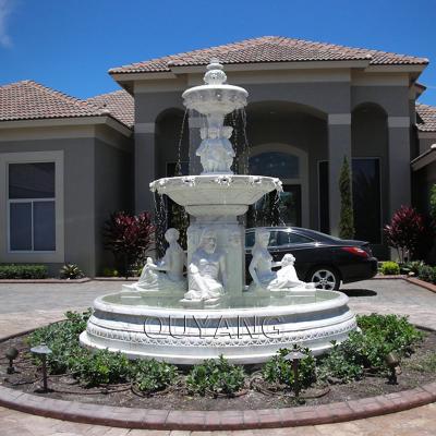 China QUYANG Garden Modern Custom Large Outdoor Hand Carved White Natural Stone Statue Marble Greek Water Fountain for sale