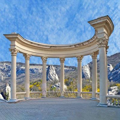 China QUYANG Solid Wholesale Outdoor Natural Stone Pillar Round Marble Roman Columns Garden Columns for sale