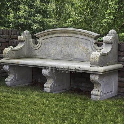 China QUYANG Modern Outdoor Hand Carved Granite Stone Park Benches Garden Antique Natural Marble Bench For Sale for sale