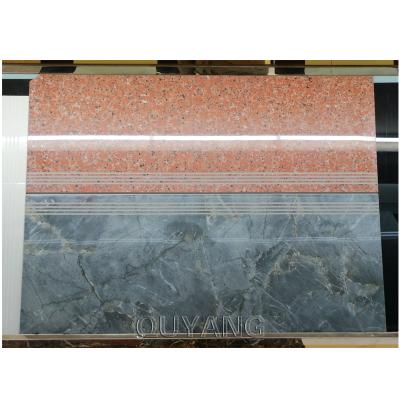 China Europe QUYANG Hotel Decoration Luxury Green Finish Porcelain Stair Flooring Non-slip Glazed Marble Tiles 480*1200mm for sale