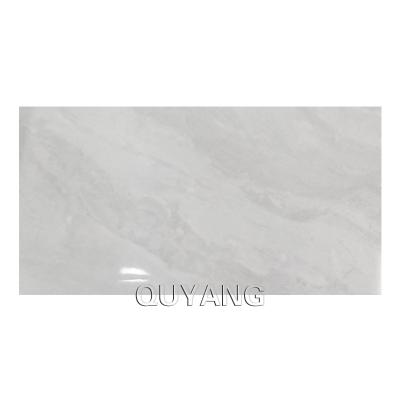 China Europe QUYANG Modern Stone Look Bathroom Decorative Wall Cladding China Veneer White Polished Porcelain Kitchen Tiles for sale