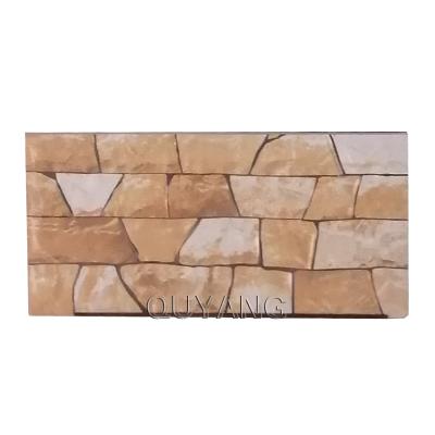 China Europe QUYANG 200*400MM Modern Culture Stone Porcelain Stone Texture Marble Exterior Wall Ceramic Tile Cladding Veneer for sale