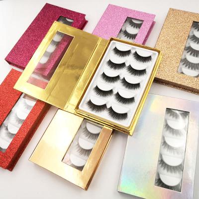 China Make more beautiful 5pairs 3d faux mink lash private label eyelash packaging strand books for sale