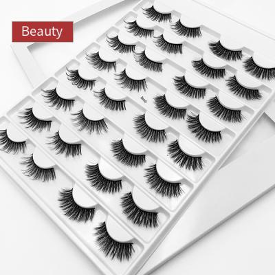 China Free Custom Logo 15-20mm Lashes 3d Faux Mink Multilayer Eyelash Natural Soft High Quality Low Cost With 16 Pair Eyelash Book Packing for sale