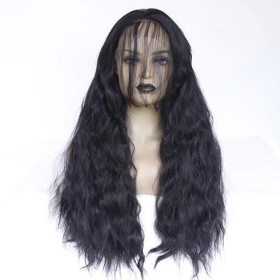 China Pre Plucked Curly Silky Straight Black Lace Front Synthetic Wigs With Baby Hair for sale