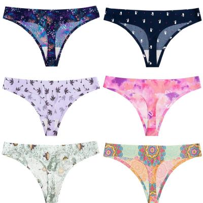 China Hot Selling Antibacterial Women's Panties Can Be Customized Pattern Elastic Lightweight Low-rise Custom Thong for sale