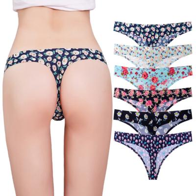 China Hot Sale Antibacterial Women's Panties Can Be Customized Pattern Elastic Lightweight Low-rise Thong for sale