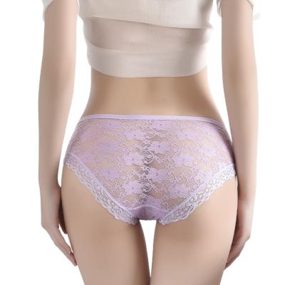 China Amazon Dropshipping breathable hot ladies cute panties waistband lace up sexy colorful translucent thongs women shorts plus size underwear for girls for sale