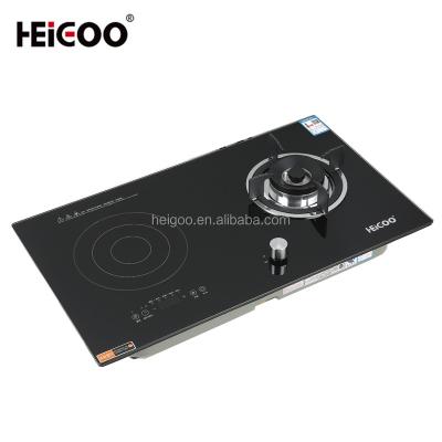 China Built-in hotel double burner double cooktops portable electric induction cooker and gas stove ceramic glass tempered top plate for sale