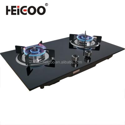 China Anti-overheating Built In and Table Countertop Tempered Glass Two Burners Anti-overheating Gas Stove Cooker for sale