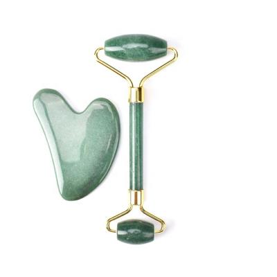 China Hot Sale Custom 100% Natural Skin Care Tools Face Lift Massage Roller Rose Quartz Face Jade Roller Gua Sha Facial Set for sale