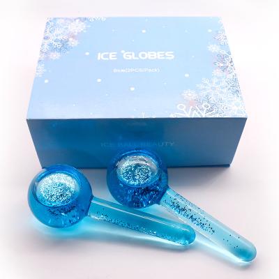 China Cupping Beauty Care Rose Gold Glitters Cooling Gel Ice Globes Non-Gel Magic Facial Gel Massager Ice Globes For Face for sale