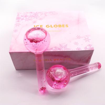 China Custom Metal Stainless Steel Cryo Globes Rose Gold Logo Skin Stick Face Magic Wand Ice Anti Aging Cooling Facial Globes for sale