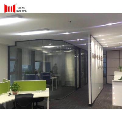 China Separation 90mm Office Profile Curve Detachable Office Partition Wall Aluminum Aluminum Profile Double Tempered Glass For Office for sale