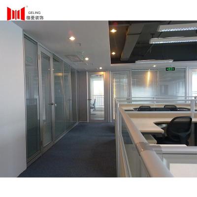 China Classic Double Glass Aluminum Modular Sound Proof Office Partition Walls Price Proof Fixed Detachable Office Partition Wall for sale