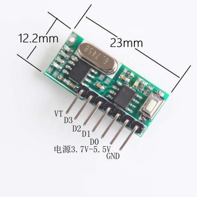 China Waterproof High Sensitivity Rx480r - 4ch 433mhz Super Heterodyne Receiver Module With Decode And Learning Button for sale