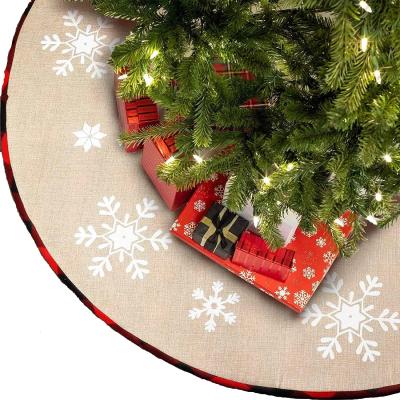 China Christmas Decor 48 Inch Jute Christmas Tree Printed Skirt for Xmas Holiday Decoration for sale