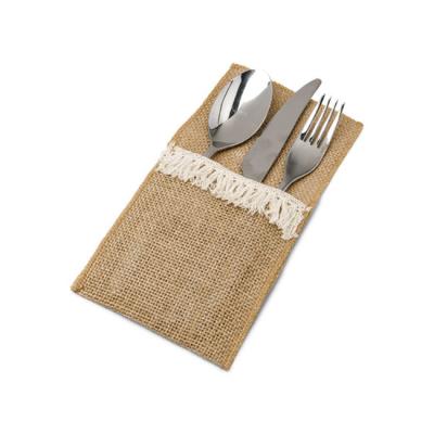 China Home Decorations and Professional Wholesale Crafts Factory Production Jute Chopsticks Spoon Bag Travel Cutlery Bag Tableware Storge Spoon Bag for sale