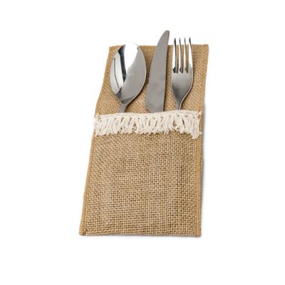 China Home Decorations and Crafts Factory New Universal Jute Cutlery Travel Bag Tableware Set Cloth Bag for sale