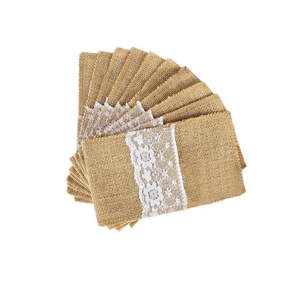 China Home decorations and crafts high quality professional burlap dinner cutlery bag tableware bag fabric for sale