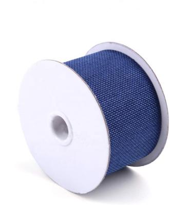 China Food Grade Eco-Frinedly Durable Natural Jute Fiber Colored Burlap Ribbon Landscape with Spool Royal Blue for sale