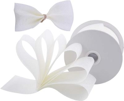 China Food grade eco-frinedly 2.5 inches*5Y white Christmas ribbons made of hessian jute fabric with spool for sale