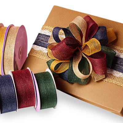 China Double Faced Colorful Burlap Ribbon Burlap Roll For Household Beautifying for sale